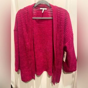 NWT Anthropologie Three Dots Sandra wide sleeve knit cardigan in raspberry